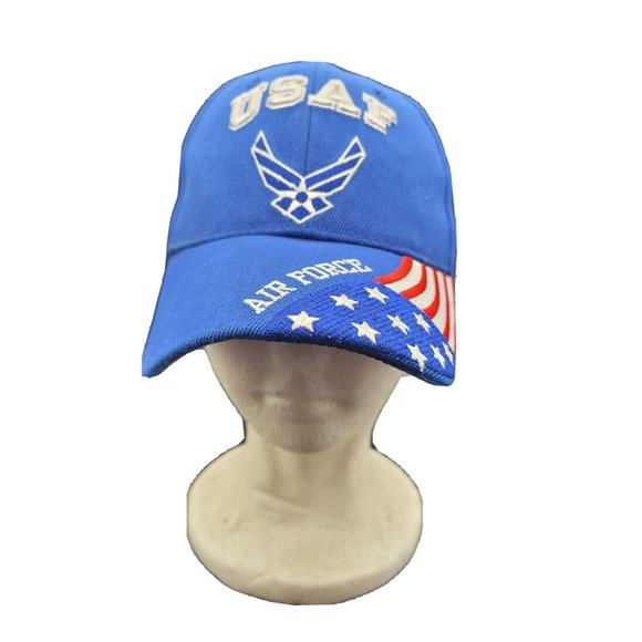 USAF Air Force Baseball Hat Cap Embroidered Logo Stars Stripes Blue Licensed - Picture 1 of 10